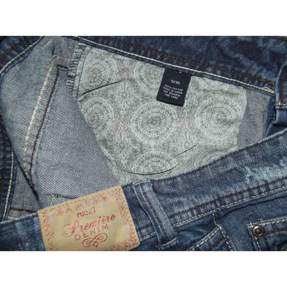 Rue21 Jeans Womens Size 9/10 x 35" Thick Stitch Boot Cut Distressed blue Cotton - Picture 5 of 11